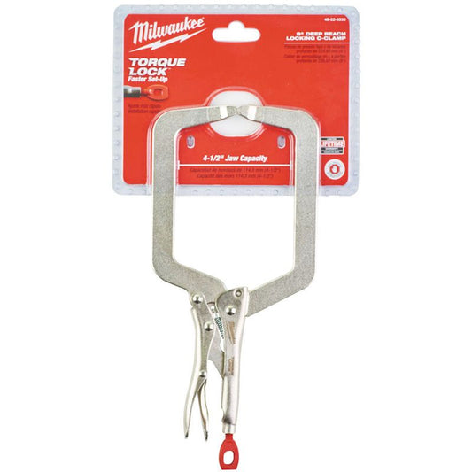 MILWAUKEE 9" DEEP REACH TORQUE LOCK LOCKING C CLAMP WITH POINTED PADS