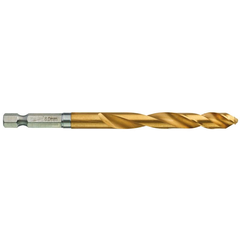 Milwaukee 8.0mm Red Hex - Shockwave Titanium Metal Drill Bits