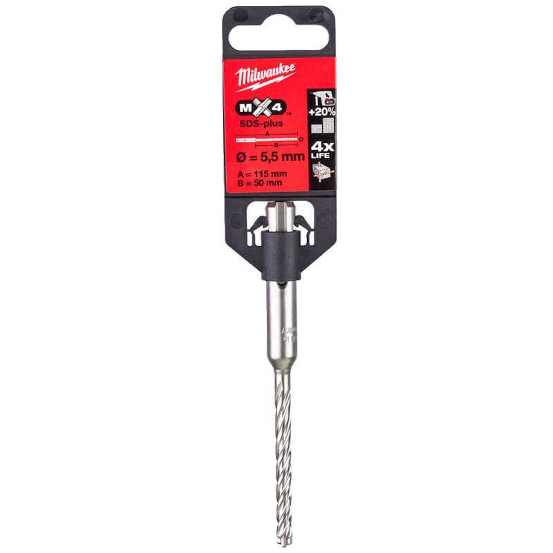 MILWAUKEE 5.5MM X 115MM MX4 4 CUT SDS+ DRILL BIT