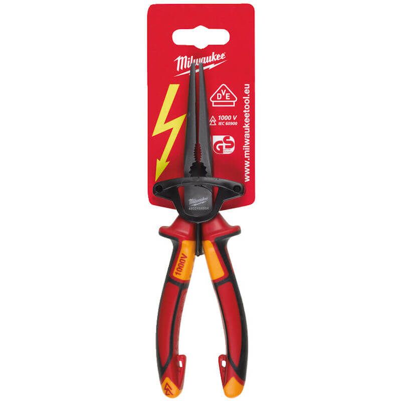 MILWAUKEE 205MM VDE LONG ROUND NOSE PLIERS
