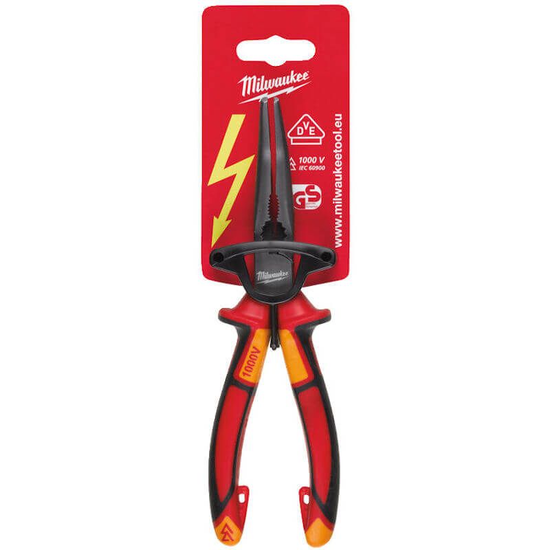 MILWAUKEE 205MM VDE LONG 45° ROUND NOSE PLIERS