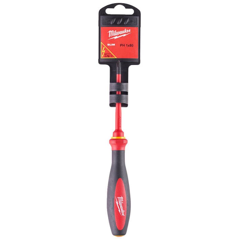 MILWAUKEE PH1 X 80MM SLIM VDE PHILLIPS SCREWDRIVER