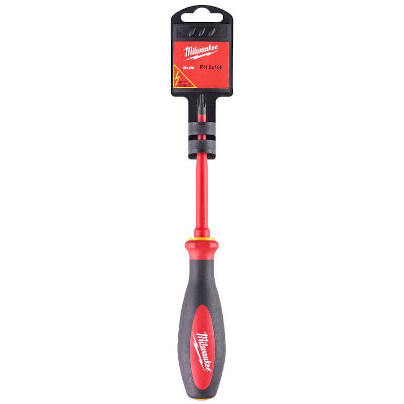 MILWAUKEE PH2 X 100MM SLIM VDE PHILLIPS SCREWDRIVER