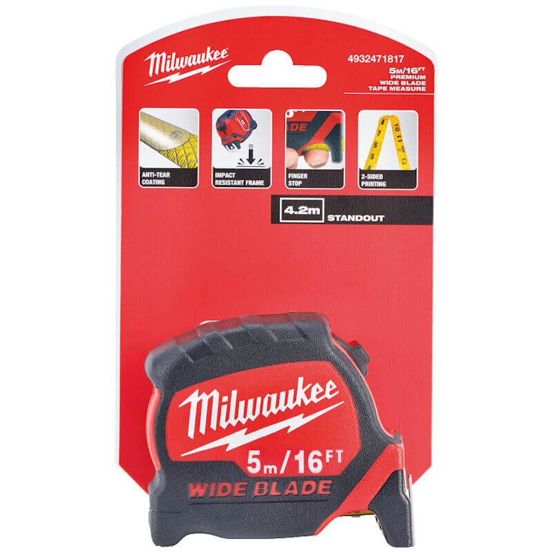 MILWAUKEE 5M / 16FT PREMIUM WIDE BLADE TAPE MEASURE