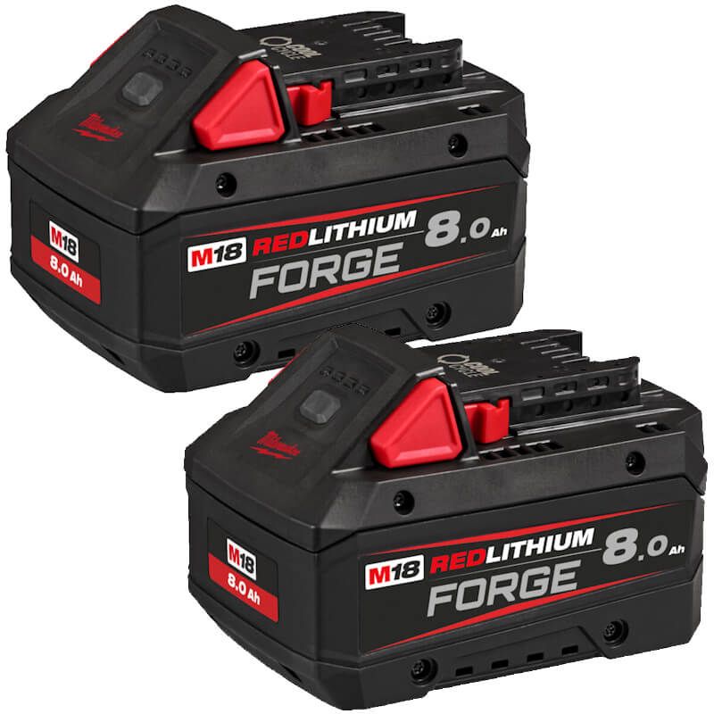 MILWAUKEE 2X M18FB8 M18 8.0AH FORGE RED LITHIUM-ION BATTERIES
