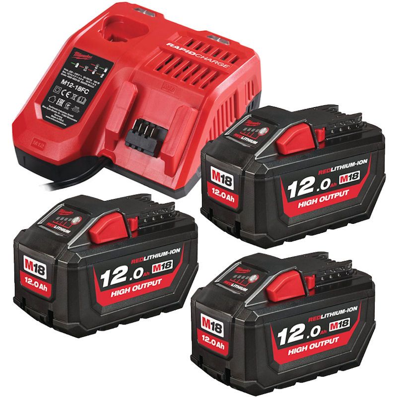 MILWAUKEE M18HNRG-123 M18 12.0AH HIGH OUTPUT BATTERY & FAST CHARGER PACK