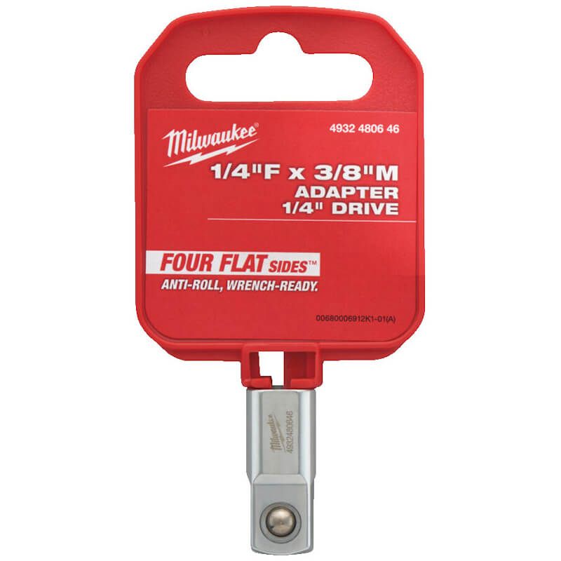 MILWAUKEE 1/4" DRIVE TO 3/8" DRIVE CHROME SOCKET ADAPTER