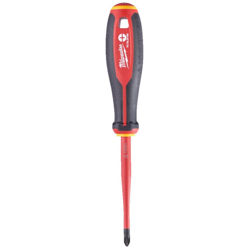 MILWAUKEE PZ/SL2 X 100MM TRI-LOBE VDE POZI DRIVE & SLOTTED SLIM SCREWDRIVER