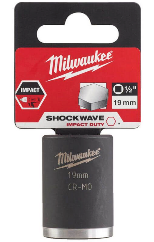 Milwaukee 1/2 inch Impact socket short shockwave 19mm