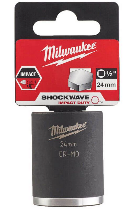 Milwaukee 1/2 inch Impact socket short shockwave 24mm