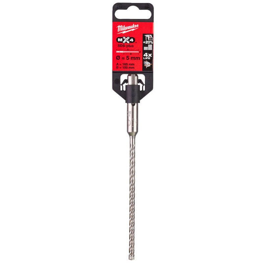 MILWAUKEE 5MM X 165MM MX4 4 CUT SDS+ DRILL BIT