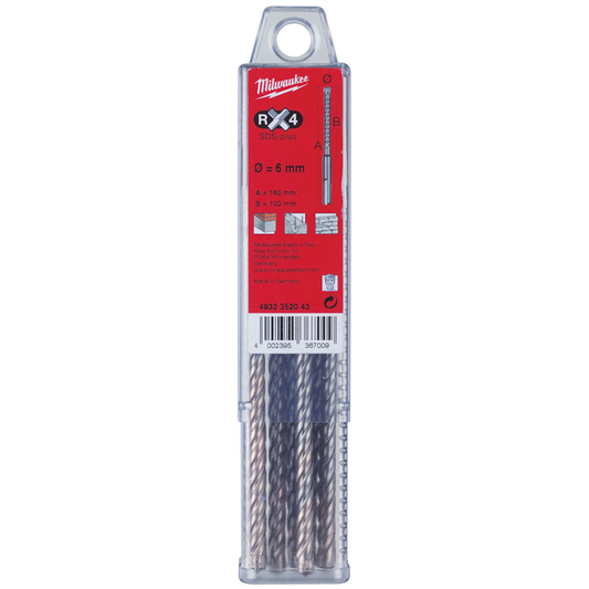 MILWAUKEE SDS+ DRILL BITS    RX4DRILL6.5X210-10PC