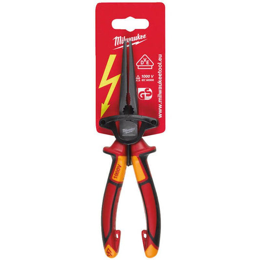 MILWAUKEE 205MM VDE LONG ROUND NOSE PLIERS