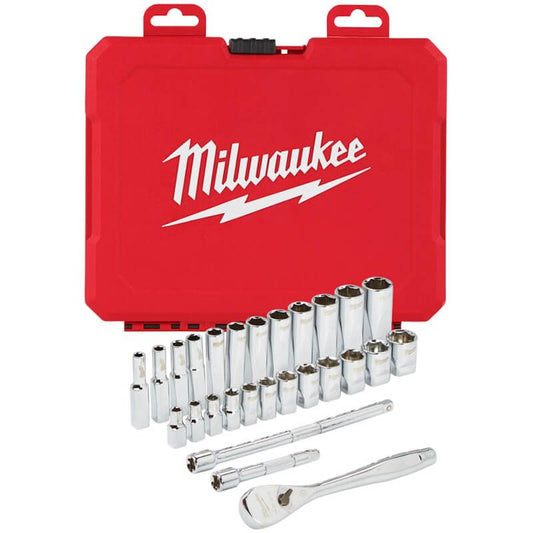 MILWAUKEE 28 PIECE 1/4" DRIVE METRIC RATCHET & SOCKET SET