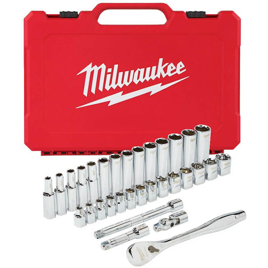 MILWAUKEE 32 PIECE 3/8" DRIVE METRIC RATCHET & SOCKET SET