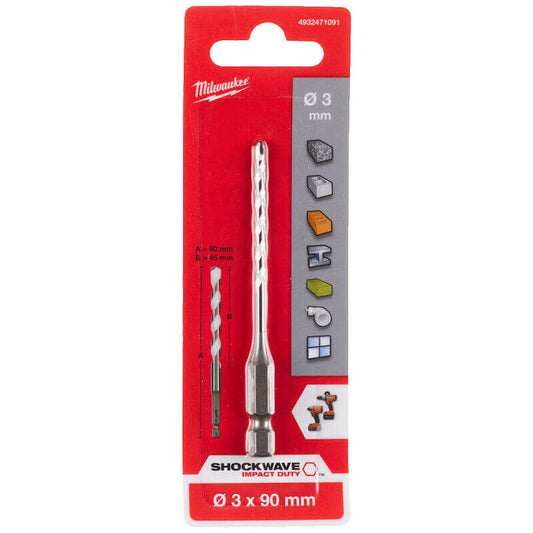 Milwaukee Multi Material Drill Bit 3.0mm x 90mm