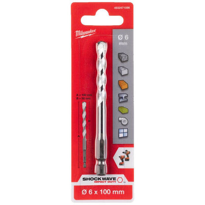 Milwaukee Multi Material Drill Bit 6.0mm x 100mm