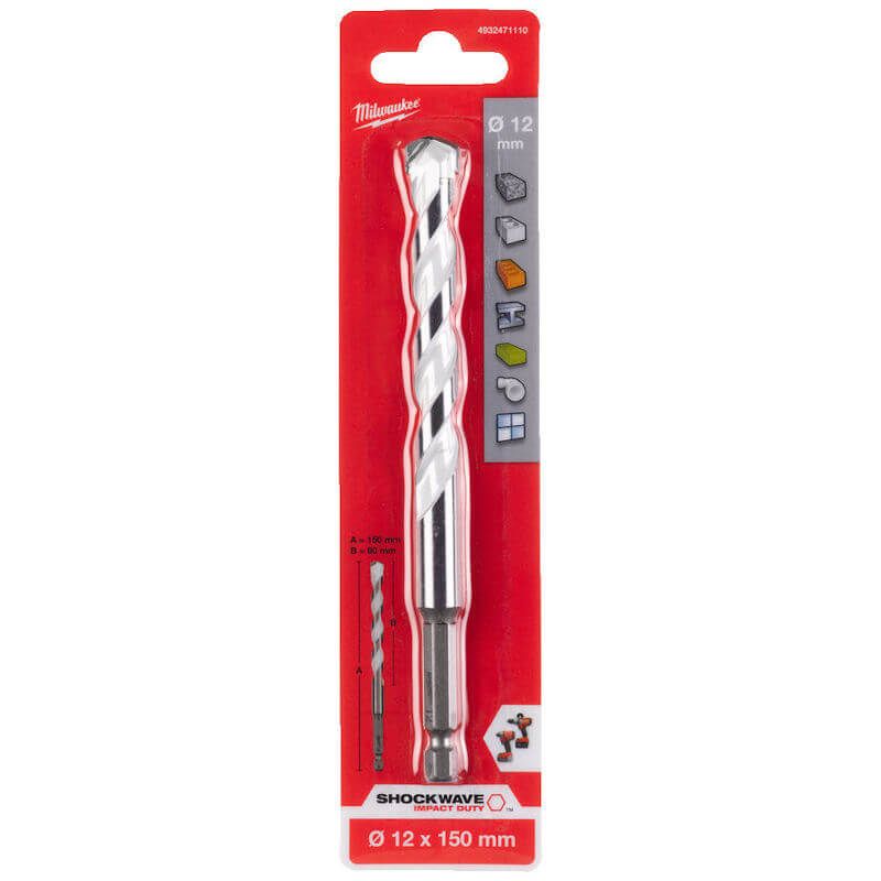 Milwaukee Multi Material Drill Bit 12.0mm x 150mm