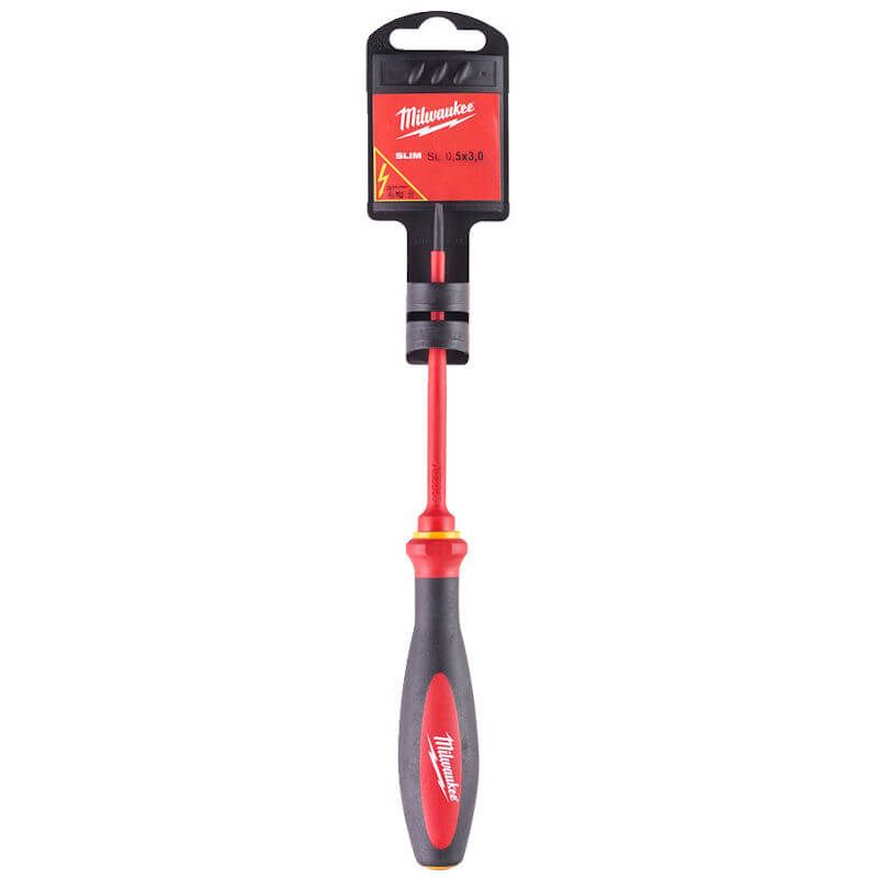 MILWAUKEE 0.5MM X 3.0MM X 100MM SLIM VDE SLOTTED SCREWDRIVER