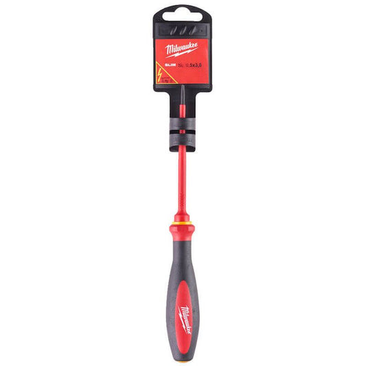 MILWAUKEE 0.5MM X 3.0MM X 100MM SLIM VDE SLOTTED SCREWDRIVER