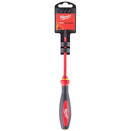 MILWAUKEE 0.8MM X 4.0MM X 100MM SLIM VDE SLOTTED SCREWDRIVER