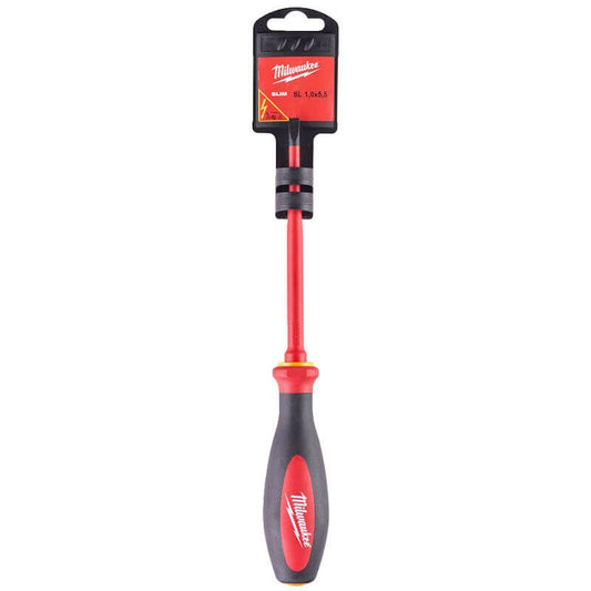 MILWAUKEE 1.0MM X 5.5MM X 125MM SLIM VDE SLOTTED SCREWDRIVER