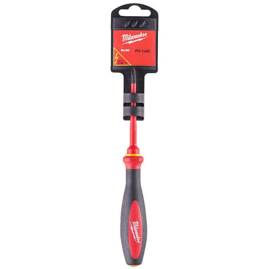 MILWAUKEE PH1 X 80MM SLIM VDE PHILLIPS SCREWDRIVER