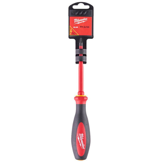 MILWAUKEE PH2 X 100MM SLIM VDE PHILLIPS SCREWDRIVER