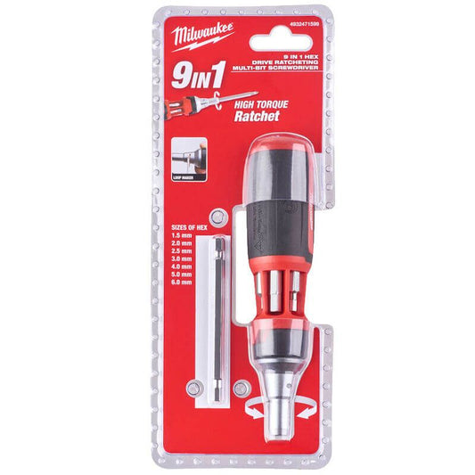 MILWAUKEE 9-IN-1 HEX RATCHETING MULTI-BIT SCREWDRIVER