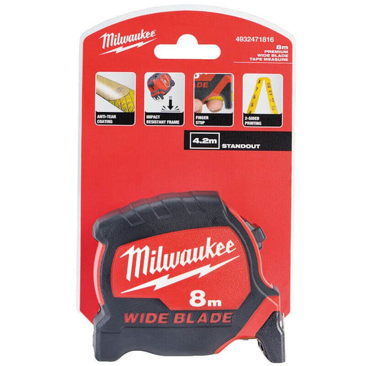 MILWAUKEE 8M PREMIUM WIDE BLADE TAPE MEASURE