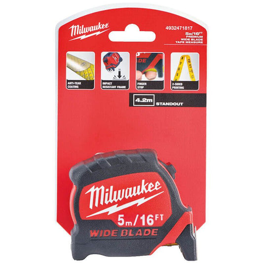 MILWAUKEE 5M / 16FT PREMIUM WIDE BLADE TAPE MEASURE