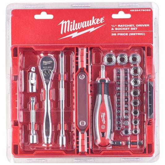 MILWAUKEE 38 PIECE 1/4" RATCHET, DRIVER & SOCKET SET