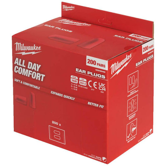 MILWAUKEE 200 PAIRS FOAM EAR PLUGS PACK