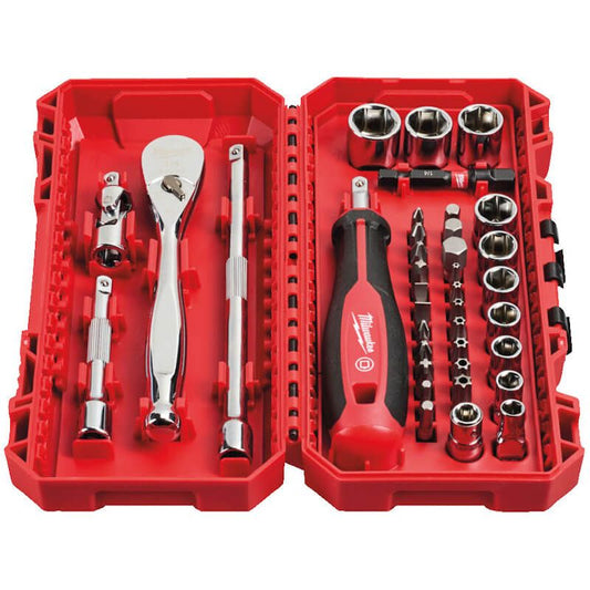 MILWAUKEE 38 PIECE 1/4" RATCHET, DRIVER & SOCKET SET