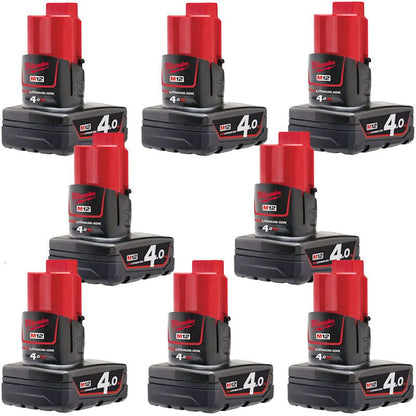 MILWAUKEE 8X M12B4 M12 4.0AH RED LITHIUM-ION BATTERIES