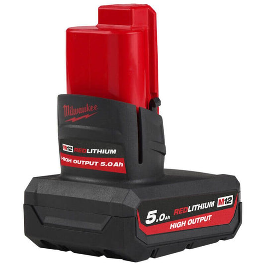 MILWAUKEE M12HB5 M12 5.0AH HIGH OUTPUT RED LITHIUM-ION BATTERY
