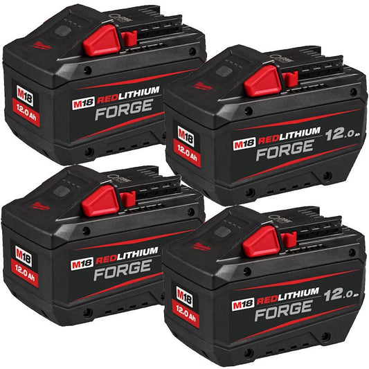 MILWAUKEE 4X M18FB12 M18 12.0AH FORGE RED LITHIUM-ION BATTERIES