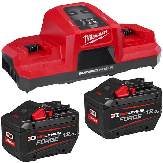 MILWAUKEE M18FNRG-122 M18 12.0AH FORGE BATTERIES & DUAL BAY SUPER CHARGER PACK