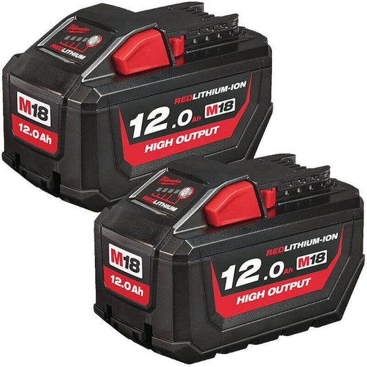 MILWAUKEE 2X M18HB12 M18 12.0AH HIGH OUTPUT RED LITHIUM-ION BATTERIES