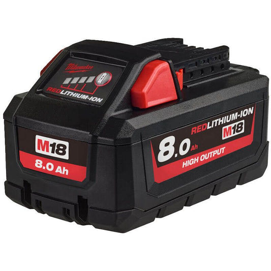 MILWAUKEE M18HB8 M18 8.0AH HIGH OUTPUT RED LITHIUM-ION BATTERY