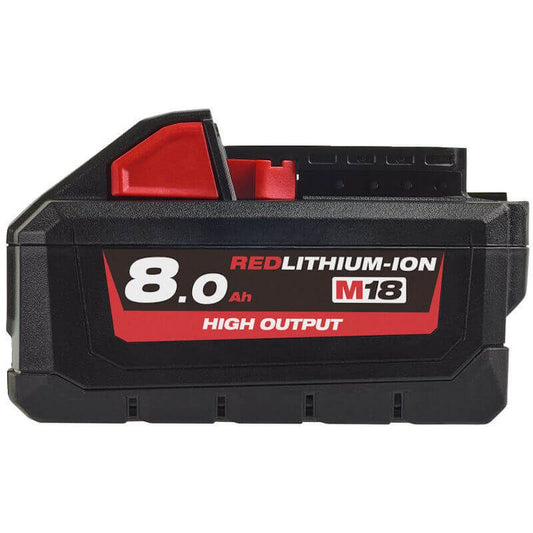 MILWAUKEE 2X M18HB8 M18 8.0AH HIGH OUTPUT RED LITHIUM-ION BATTERIES