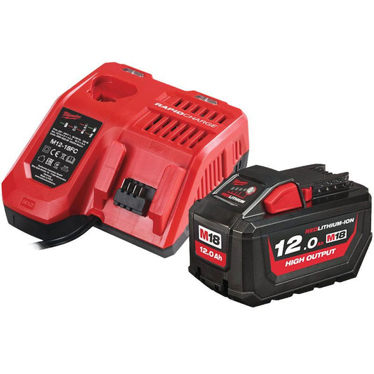 MILWAUKEE M18HNRG-121 M18 12.0AH HIGH OUTPUT BATTERY & FAST CHARGER PACK
