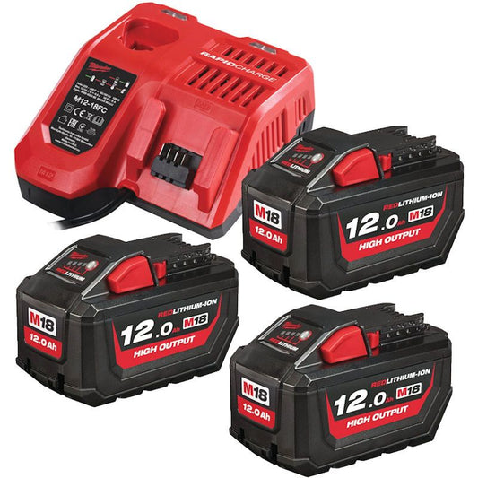 MILWAUKEE M18HNRG-123 M18 12.0AH HIGH OUTPUT BATTERY & FAST CHARGER PACK