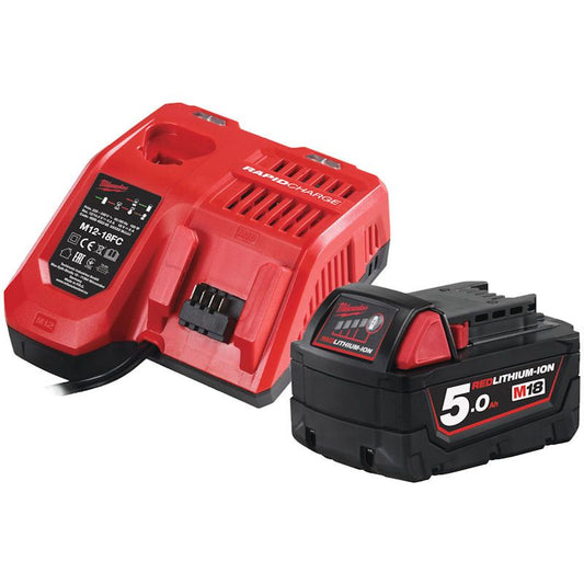 MILWAUKEE M18NRG-501 M18 5.0AH BATTERY & FAST CHARGER PACK