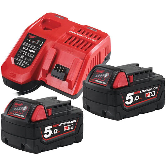 MILWAUKEE M18NRG-502 M18 5.0AH BATTERY & FAST CHARGER PACK