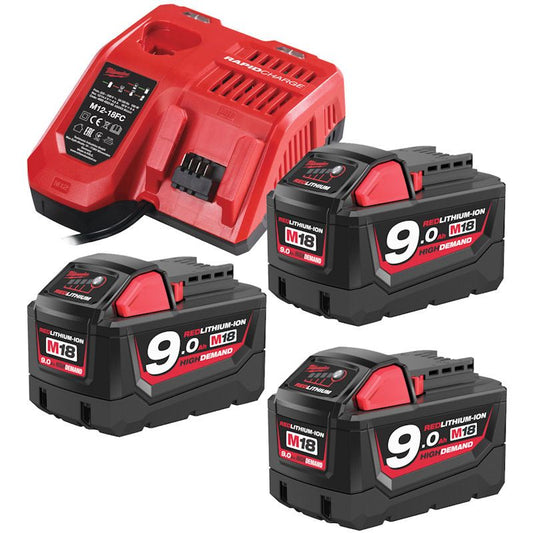 MILWAUKEE M18NRG-903 M18 9.0AH BATTERY & FAST CHARGER PACK