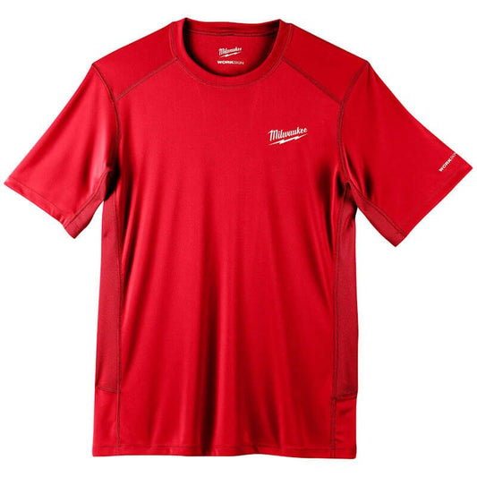 MILWAUKEE MEDIUM RED SHORT SLEEVE WORKSKIN WARM WEATHER PERFORMANCE T-SHIRT