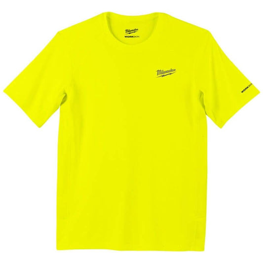 MILWAUKEE EXTRA LARGE HIGH VISIBILITY YELLOW SHORT SLEEVE WORKSKIN WARM WEATHER PERFORMANCE T-SHIRT