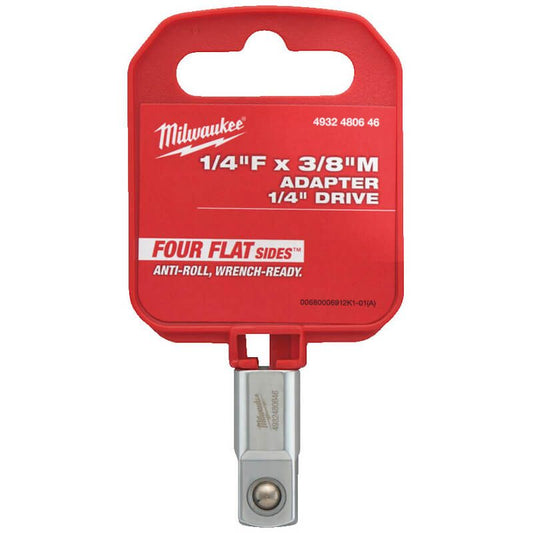 MILWAUKEE 1/4" DRIVE TO 3/8" DRIVE CHROME SOCKET ADAPTER