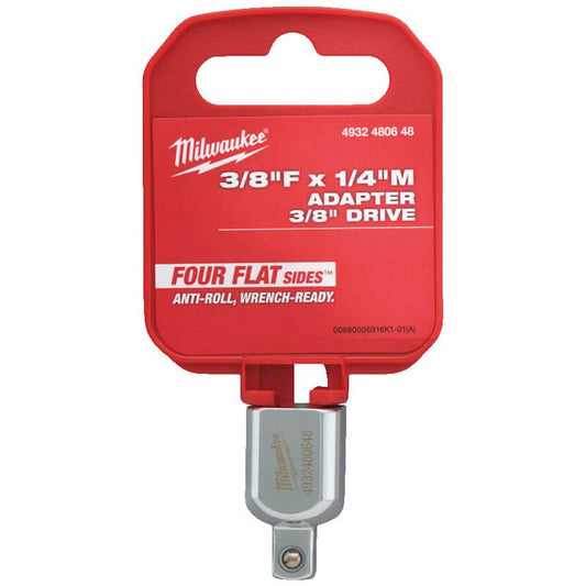 MILWAUKEE 3/8" DRIVE TO 1/4" DRIVE CHROME SOCKET ADAPTER